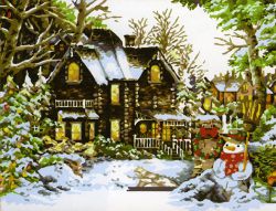 MG201 Картина по номерам "Зимний загородный дом"