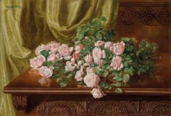 R-0233 Картина по номерам "Розы на деревянном столе"