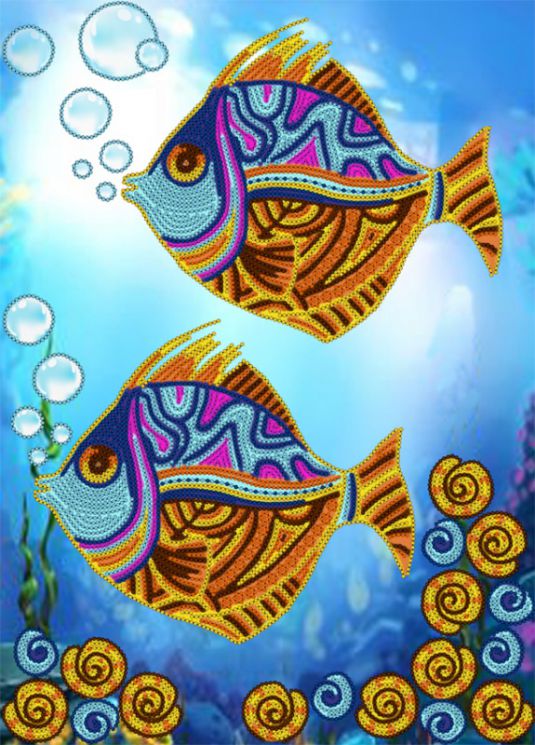 КБ-456 Схема для вышивания бисером ТМ Наследие "Рыбки"