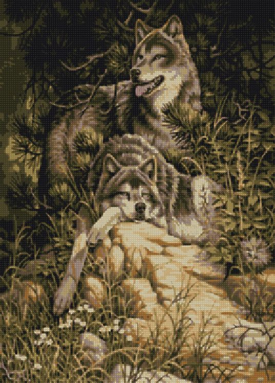 АМА2-011 Алмазная мозаика ТМ Наследие "Волки на камнях"