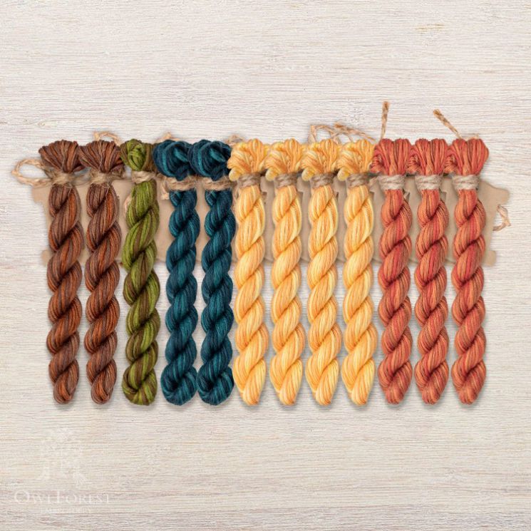  Набор ниток OwlForest для схем «Индейские мотивы» (ПНК) 5 цветов «Индеец» 28 каунт в 2 нити НМул-ИМИ165-2282-5