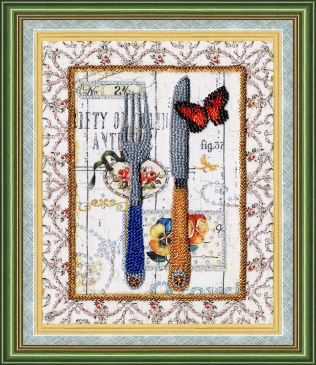 РТ-093 Набор для вышивания Золотое Руно "Стильная кухня. Вилка и нож"