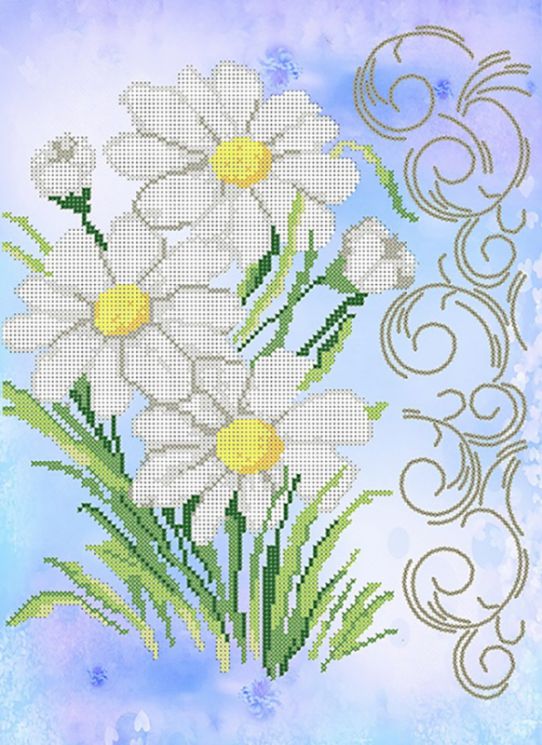 КБ-133 Схема для вышивания бисером ТМ Наследие "Изящные ромашки"