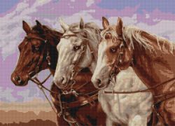 АМА2-039 Алмазная мозаика ТМ Наследие "Тройка лошадей"