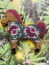 Сами с усами. Набор для вышивания "Пони золотистый с цветочками" 7,5х7,5 см, арт. С189-08 