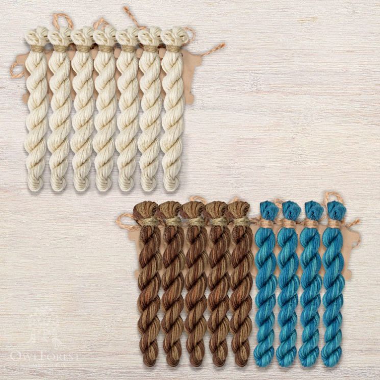 Набор ниток OwlForest для схем «Индейские мотивы» (ПНК) 3 цвета «Ламы» 28 каунт в 3 нити НМул-ИМЛ166-2283-3 