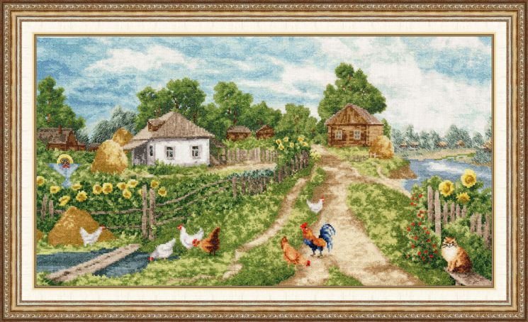 МД-014 Набор для вышивания Золотое Руно "Деревенька" по картине О.Пятина