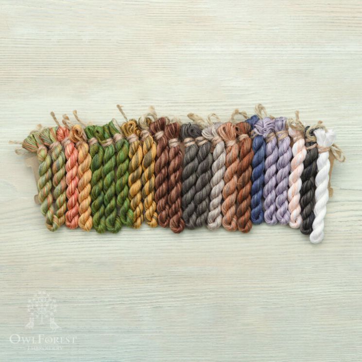 НМул-Сов-2283 Набор ниток OwlForest для схемы «100 сов» (ПНК) 28 каунт в 3 нити