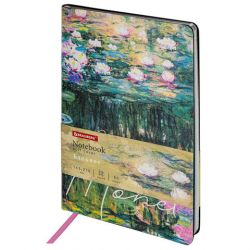 Блокнот А5 (143x210 мм), BRAUBERG VISTA "Claude Monet", под кожу, гибкий, срез фольга, 80 л., 112058