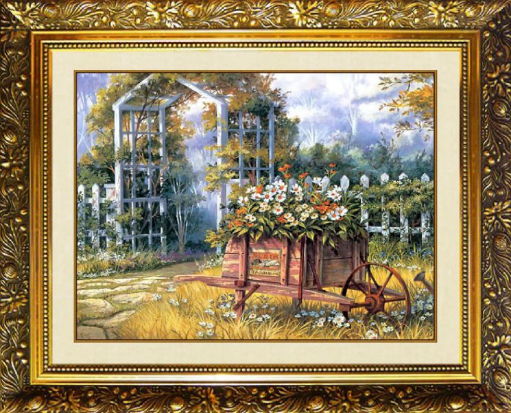 O-598 Алмазная мозаика МИЛАТО "Тележка с цветами"