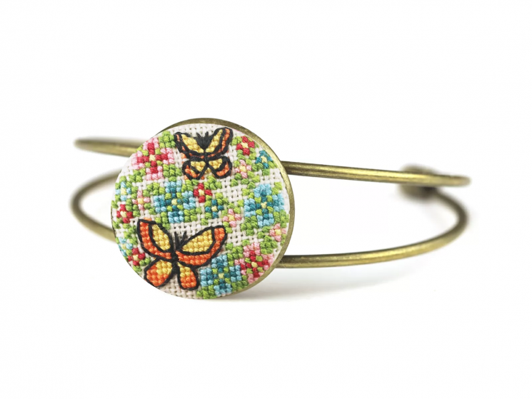 Набор для вышивания Золотое Руно "Браслет "Бабочки №3" (набор в технике микровышивки) СШ-024