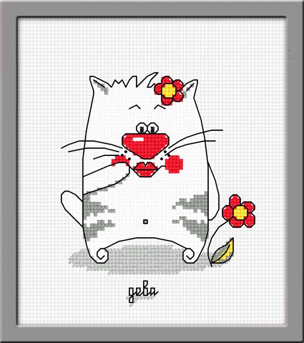 Набор для вышивания крестом ОВЕН "Кошачий гороскоп. Дева" 842